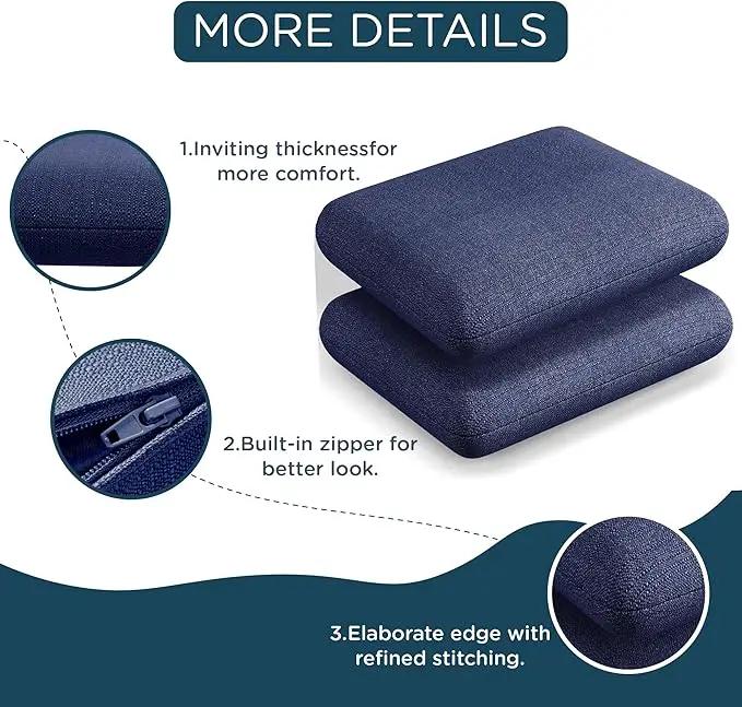 Codi Patio Chair Cushions 19x19 Inch, Waterproof Seat Cushion for Outdoor Furniture with Textured Fabric, Handles & Adjustable Straps, Fade Resistant - Set of 2, Navy Blue by GreenHaven Gardens