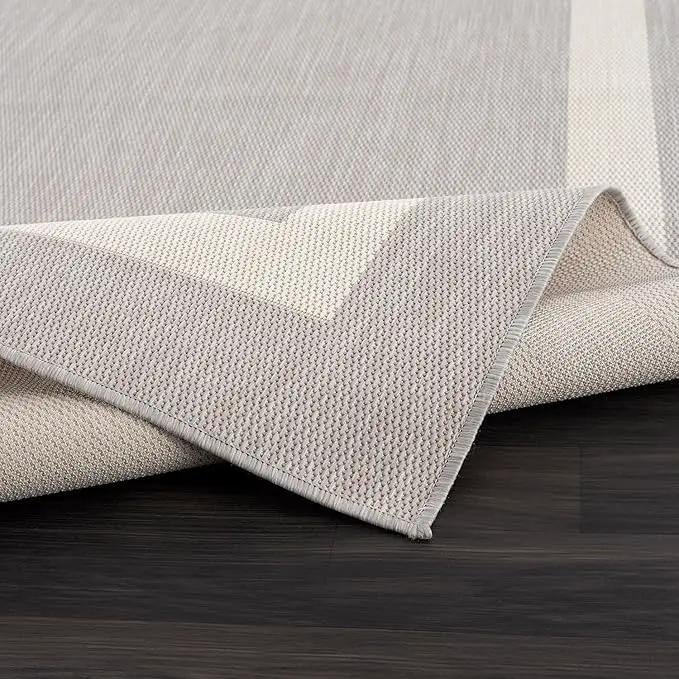 CAMILSON Outdoor Rug 8x10,Modern Outside Rugs for Patios Porches Waterproof Durable Washable Non-Shedding, Easy-to-Clean Indoor Outdoor Area Carpet (8 x 10, Bordered - Gray/White) by GreenHaven Gardens