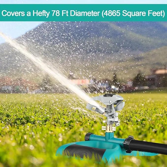 1 Packs Lawn Impact Sprinkler Heavy Duty Rotating Adjustable Pulsating Water Sprinkler Head with Metal Base, Adjustable Spraying Area and Distance for Large Area Garden Lawn Yard Irrigation by GreenHaven Gardens