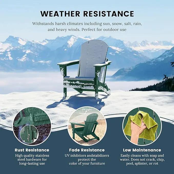 Westin Outdoors Laguna WO Home Outdoor Adirondack Folding Chair Lounger Seat Traditional Retro Home Furniture for Beach, Balcony, Backyard, Lawn, Patio, Pool, Deck, Garden (Dark Green) by GreenHaven Gardens