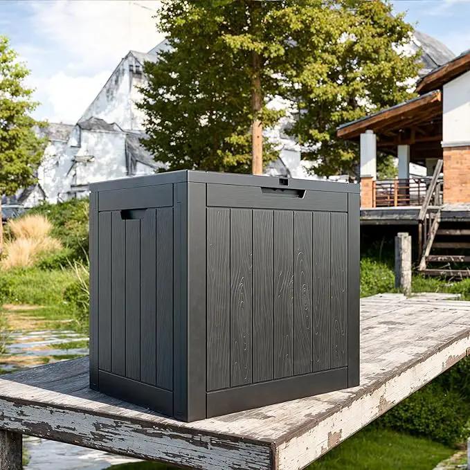 31 Gallon Waterproof Outdoor Storage Box,Resin Deck Box,Lockable Outside Storage Box Container for Patio Furniure,Garden (31 Gallon Black) by GreenHaven Gardens