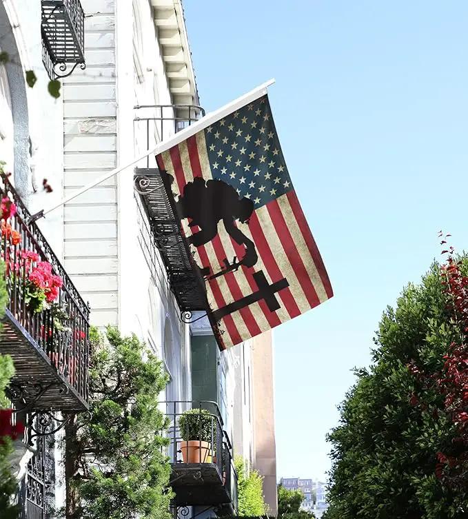 Memorial Day Flag 3x5 Ft for Outdoor Flag, Faith Over Fear Flag Remember Our Heroes Christian American Flags for Outside 3x5 Ft Double Sided Christian Banners with Brass Grommets by GreenHaven Gardens