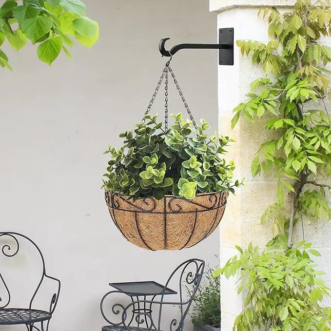 Qiang Ni Bird Feeder Hanger: 8-Inch Wall-Mounted Plant Bracket Outdoor - 2 Pieces Black Plant Hooks for Hanging Flower Baskets by GreenHaven Gardens