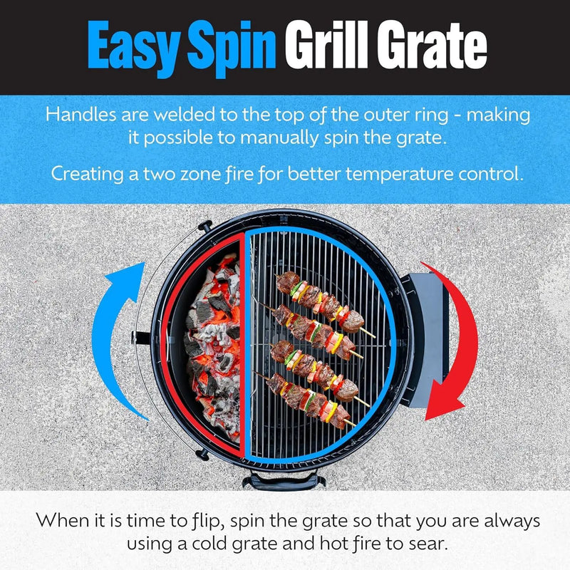 SnS Grills Slow ‘N Sear® 5-Piece Cooking System - Patented Charcoal Basket with Removeable Water Reservoir, EasySpin Grate, Drip Pan for Low ‘N Slow Smoking & Charcoal Grilling on Big Green Egg LG by GreenHaven Gardens