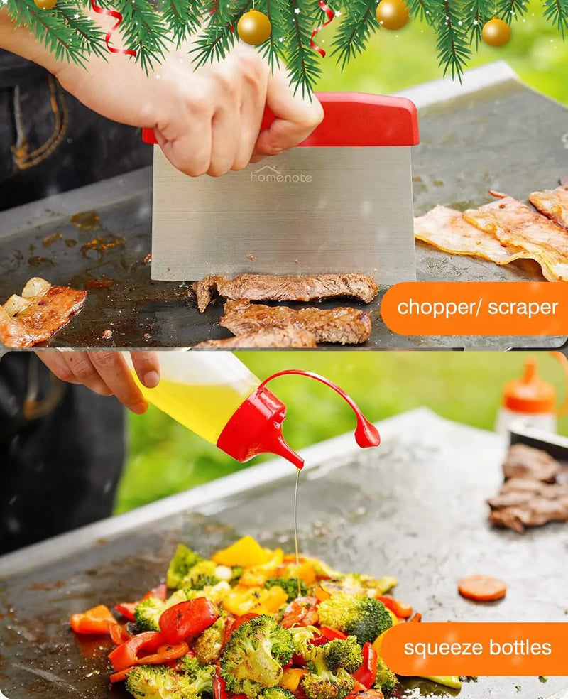 HOMENOTE Griddle Accessories Kit, Exclusive Griddle Tools Spatulas Set for Blackstone - 8 Pcs Commercial Grade Flat Top Grill Accessories - Great for Outdoor BBQ, Teppanyaki and Camping, Red by GreenHaven Gardens