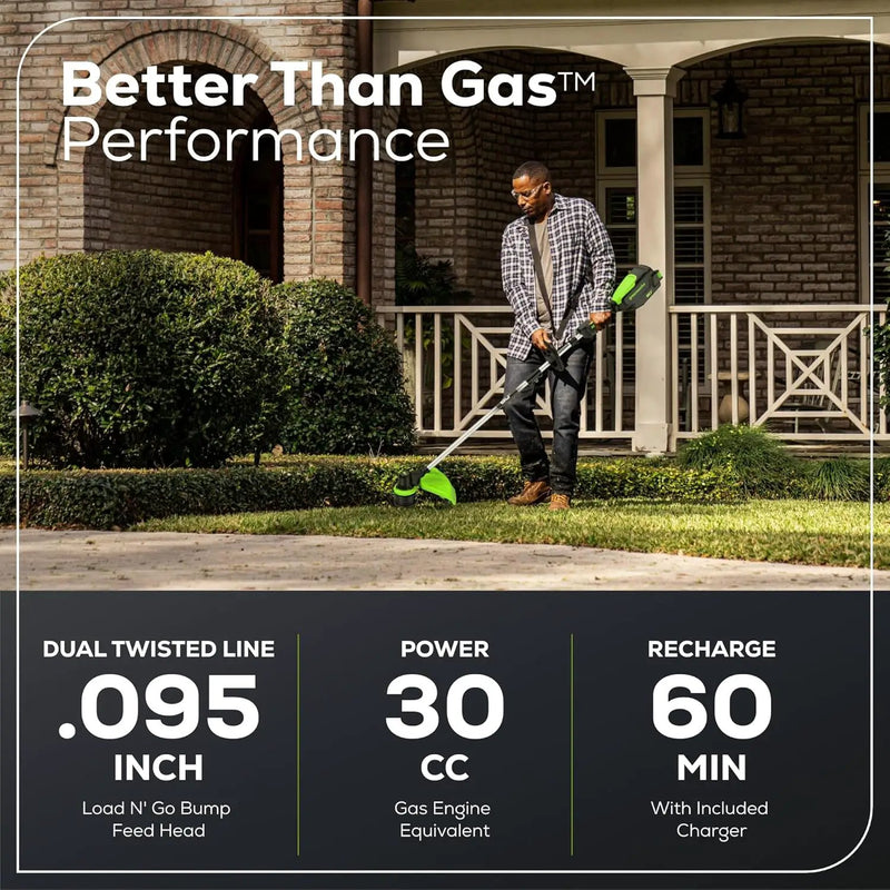 Greenworks 80V 16" Brushless Cordless String Trimmer, 2.0Ah Battery and Charger Included by GreenHaven Gardens