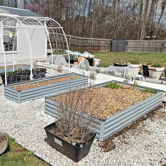 8x4x1ft(2 Pack) Galvanized Raised Garden Bed,Outdoor Planter Box Metal Patio Kit Planting Bed for Vegetables Flowers Herb,Grey by GreenHaven Gardens