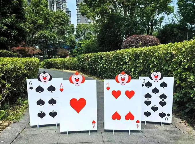 4 PCS Queen's Soldiers Yard Signs with Stakes Trick or Treat Party Hearts Costume Decor Large Lawn Sign Halloween Decorations Outdoor by GreenHaven Gardens