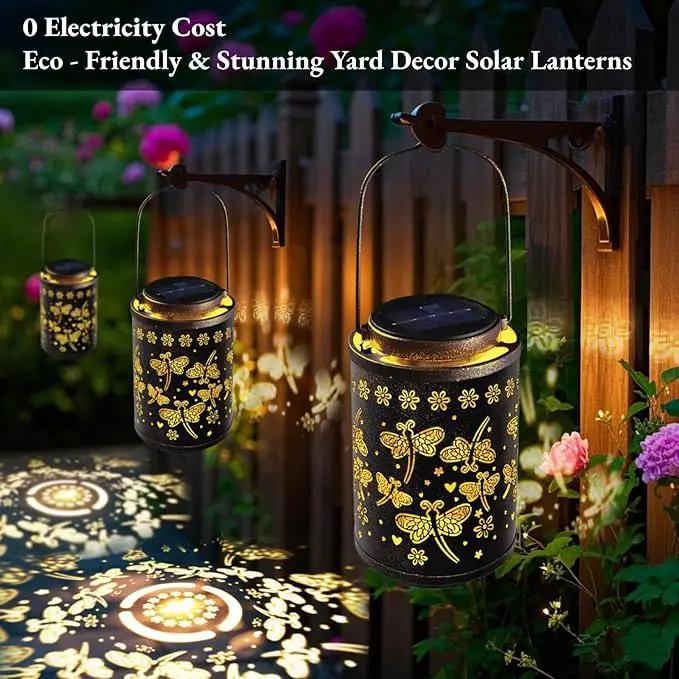 Solar Lanterns Outdoor Waterproof Dragonfly Garden Decor Gift for Women, Mom, Grandma, Hanging Metal Solar Lights for Yard, Patio, Porch, Backyard, Pathway Decoration by GreenHaven Gardens
