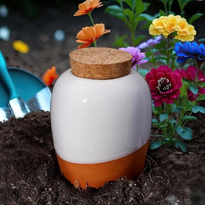 Plant Self Watering Globes - Terracotta Watering Spikes - Slow Release Olla Pots - Holds 16 oz - Drip Irrigiation Olla System by GreenHaven Gardens