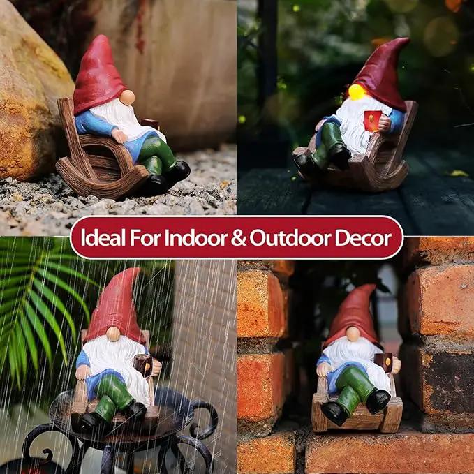 Solar Garden Gnomes Outdoor Statue with Solar Lights,7.1“ Figurine Lights Solar Garden Yard Decorations Outdoor Decorations for Patio,Yard,Lawn Ornament，Mom Gift Unique Housewarming Gifts by GreenHaven Gardens