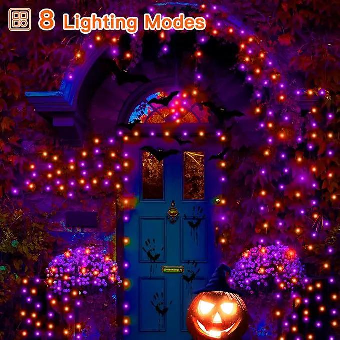 Ollny Halloween Outdoor String Lights - 60 FT 180 LED Orange and Purple Decorations, Waterproof Fairy Plug-in, 8 Modes and Timer for Party, Yard, Door, Christmas Decor by GreenHaven Gardens