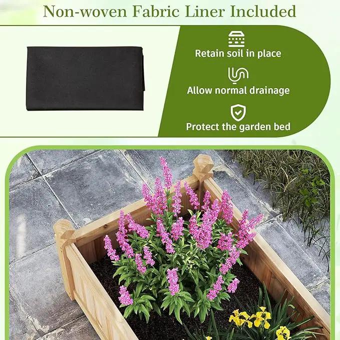 HAPPYGRILL Raised Garden Bed, Wooden Elevated Garden Box w/8 Drain Holes, Detachable Bottom Panels, Liner for Flowers Vegetables Herbs Fruits, Outdoor Planter Box for Backyard Lawn, 89" x 23.5" x 16" by GreenHaven Gardens