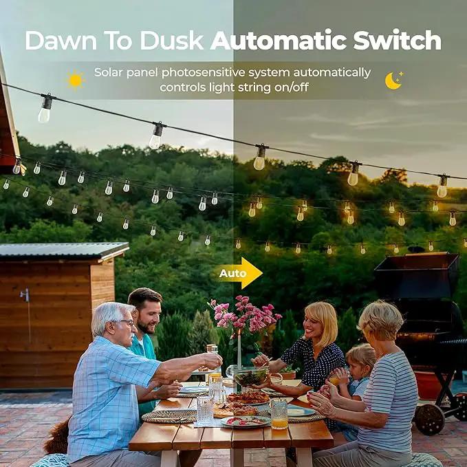 Solar String Lights Outdoor: 29FT 10*S14 Solar Powered Qutside IP65 Waterproof Hanging Warm White Led Edison Bulbs for Patio Garden Yard Porch Gazebo Decorations by GreenHaven Gardens