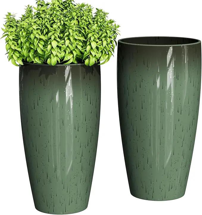 QCQHDU 24 inch Tall Planter for Indoor & Outdoor Plants, 2 Pack Sturdy Plant Flower Pots Modern Decor for Front Porch Patio Deck Living Room by GreenHaven Gardens