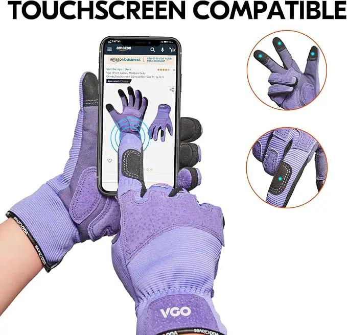 Vgo... Gardening Gloves Ladies,Safety Work Gloves,Touchscreen(Size L,Purple,SL7471) by GreenHaven Gardens
