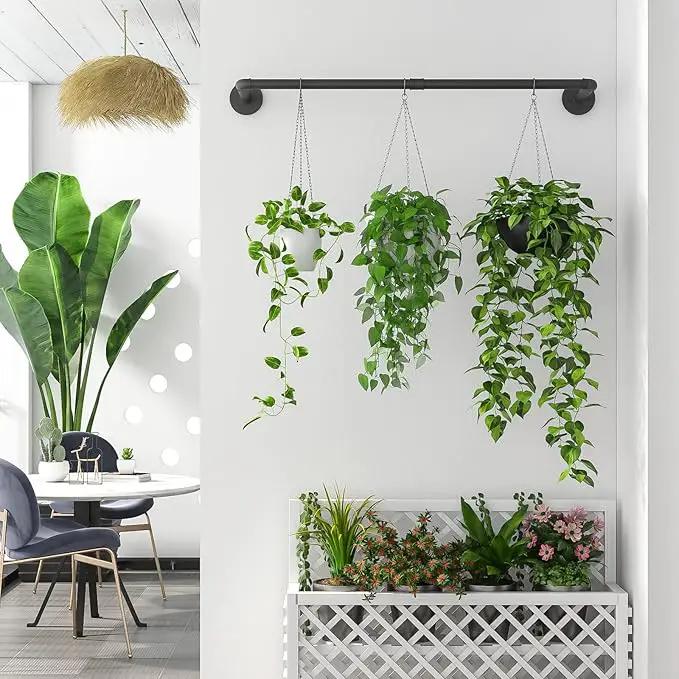 Plant Hanger Indoor Hanging Planters for Indoor Plants Hanging Plant Holder Black Metal Rod(Pot/Chain/Plant not Included by GreenHaven Gardens