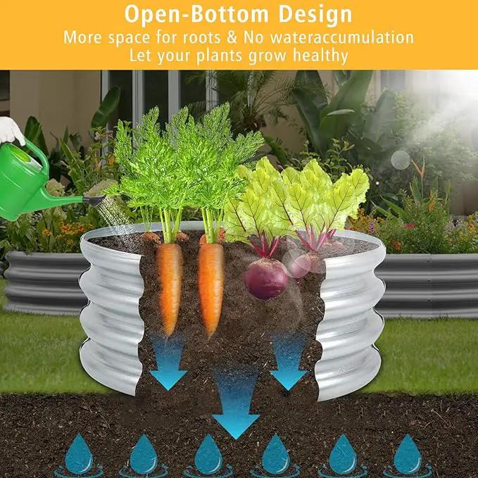 Outdoor Metal Galvanized Raised Planter Box,Rectangular Large Garden Bed Kit for Vegetables, Fruits, Flowers and Herbs 4X2X1 FT (2X2X1) by GreenHaven Gardens