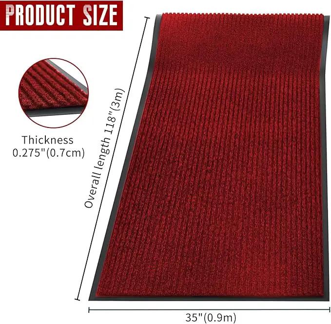 Rubber Door Mat About W3' ×L10' Heavy Duty Large Outdoor Indoor Mat Durable Entrance Doormat Waterproof Rubber Back Rugs for Home Entryway Patio Porch Office Business Areas (Wine Red) by GreenHaven Gardens