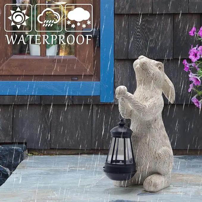 Garden Statues Rabbit with Solar Lights-Bunny Figurine Outdoor Easter Decorations Rabbit Decor for Lawn,Balcony-Yard Art Garden&Patio Decor,Unique Housewarming&Birthday Gifts for Women by GreenHaven Gardens