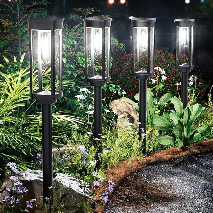 Solar Pathway Lights Outdoor Waterproof 4 Pack Upgraded Solar Walkway Landscape Lighting Outside Driveway Lights,Auto On/Off for Yard Lawn Patio (Cool White) by GreenHaven Gardens