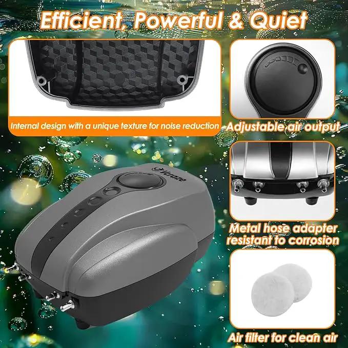 Pond Aerator Pump Pond Aeration Kit with Check Valves Air Stones Airline Tubing, All-in-1 Pond Deicer Pond Air Pumps for Outdoor Ponds up to 2000 Gallon by GreenHaven Gardens