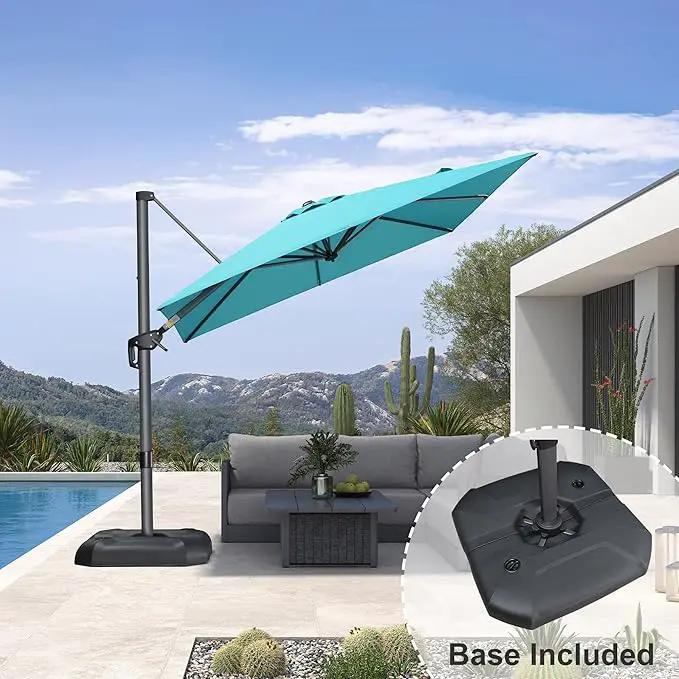 PURPLE LEAF 8 Feet Square Cantilever Umbrella Patio Umbrella with Base Outdoor Umbrella Aluminum Offset with 360-degree Rotation for Garden Deck Pool Patio, Turquoise Blue by GreenHaven Gardens