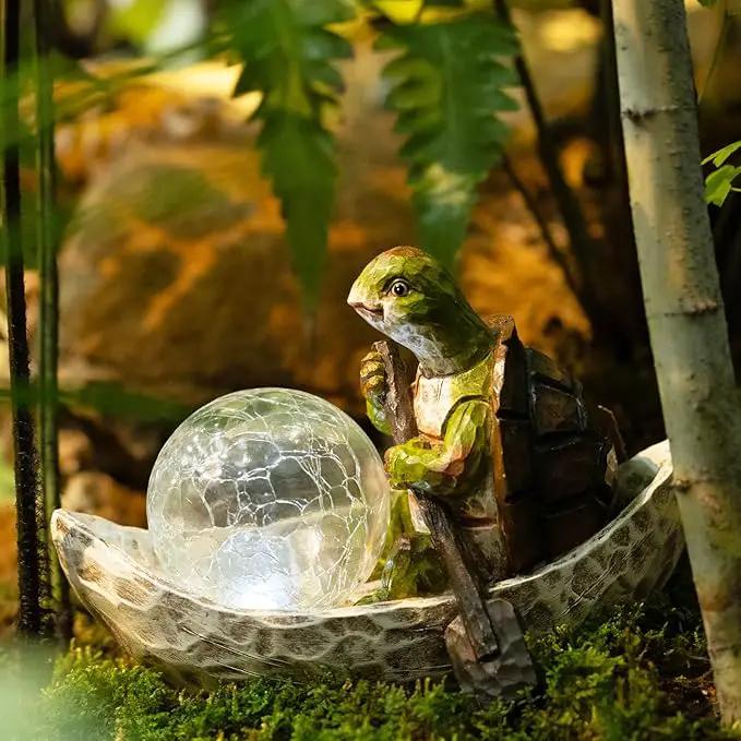 Garden Statue of Turtle,Garden Decor Turtle Figurine,Turtle Outdoor Statue,Solar Turtle Decor for Patio,Balcony,Yard,Lawn Ornament,Perfect Garden Gift by GreenHaven Gardens