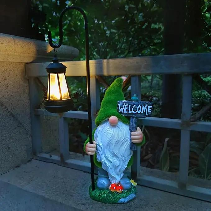 JOYBEE Garden Statues Gnomes with Solar Lantern Outdoor Decor-Gnomes Solar Figurines Lights Decorations for Patio Yard Lawn Ornaments-Gifts for Birthday Easter Housewarming by GreenHaven Gardens