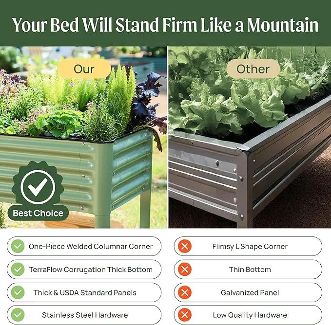 Rolling Elevated Raised Garden Bed-V Series, 2' x 6' Garden Beds with Legs & Storage Rack for Patio & Porch, 1000 Lbs Weight Capacity, Outdoor Planter Box for Vegetables Flower Herbs, Modern Gray by GreenHaven Gardens