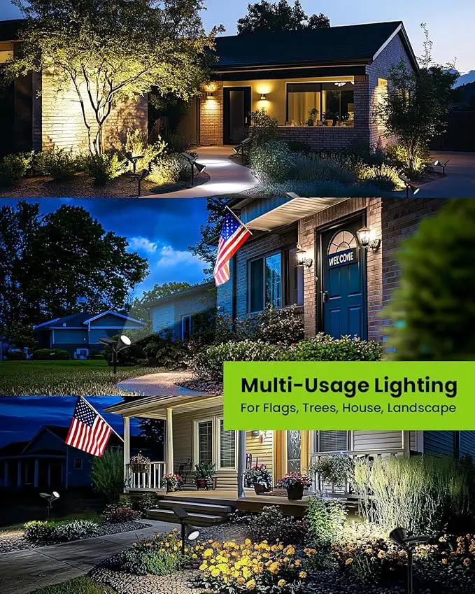 Solar Spot Lights Outdoor Waterproof, Solar Powered Flag Lights Halloween Lights, Landscape Spotlights for Tree, House, Yard, Garden, Christmas Decorations-4 Pack by GreenHaven Gardens