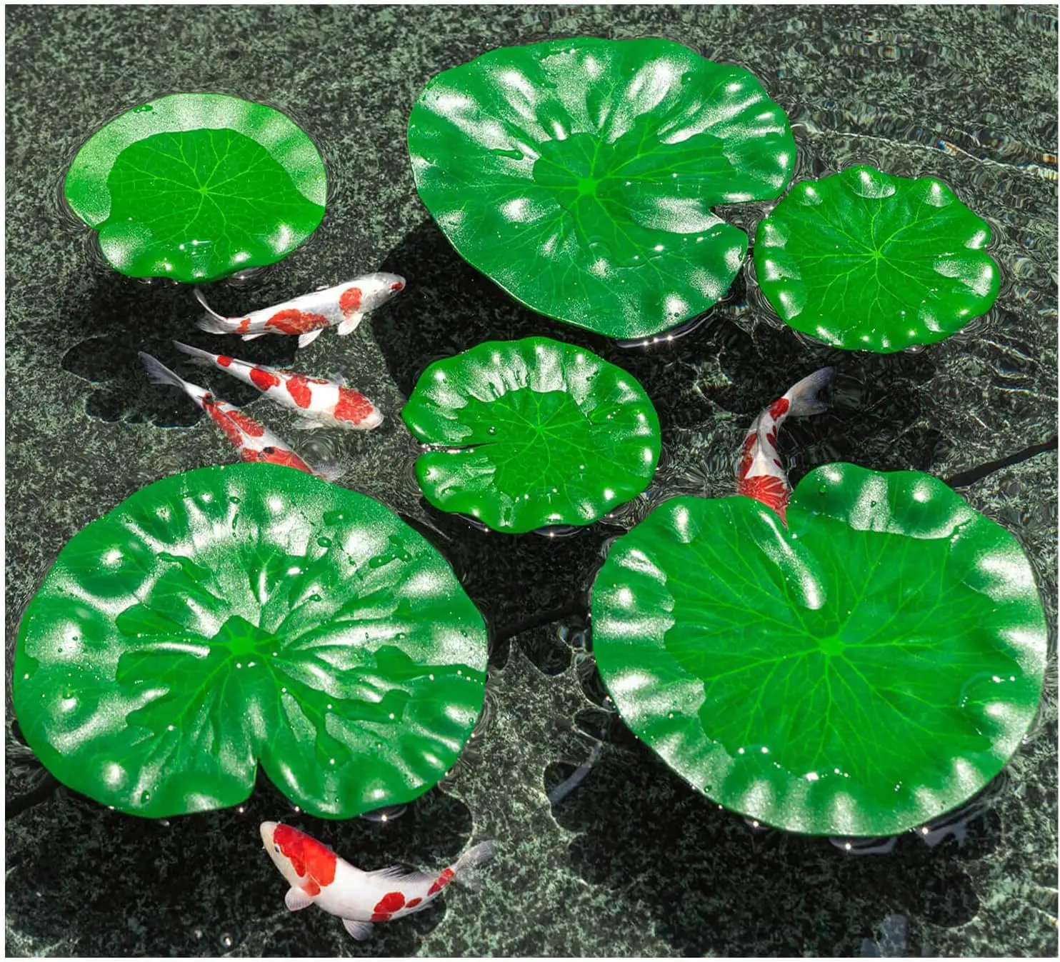 Floating Lily Pads for Ponds, 6Pcs Realistic Lily Pads Leaves Artificial Floating Foam Lotus Leaves Plastic Foam Water Lily Pads Foliage Pond Decor for Pond Pool Koi Fish Patio Aquarium by GreenHaven Gardens