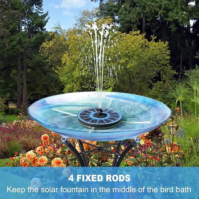 Solar Water Fountain with 2000 mAh Battery Backup Works in Cloudy, 3.5 W Glass Small Solar Fountain Pump with 7 Nozzles, Bird Bath Fountains Solar Power for Bird Bath, Hummingbird,Pond, Garden by GreenHaven Gardens