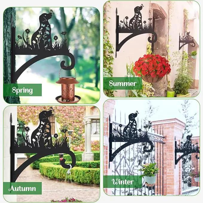 Plant Hangers Outdoor Heavy Duty Iron Decorative Dog Silhouette Plant Hooks for Hanging Baskets 11 inch Hanging Plant Bracket Wall Hooks for Flower Pot Lantern Bird Feeder Wind Chimes by GreenHaven Gardens