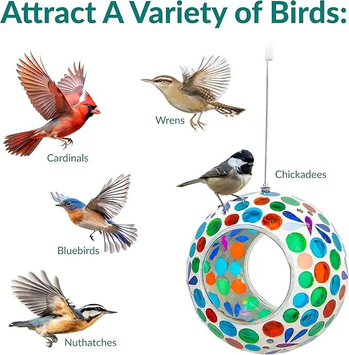 Sunnydaze 6-Inch Glass Mosaic Hanging Bird Feeder for Outdoors - Fly-Through Wild Bird Feeder - Dragonfly Dreams by GreenHaven Gardens