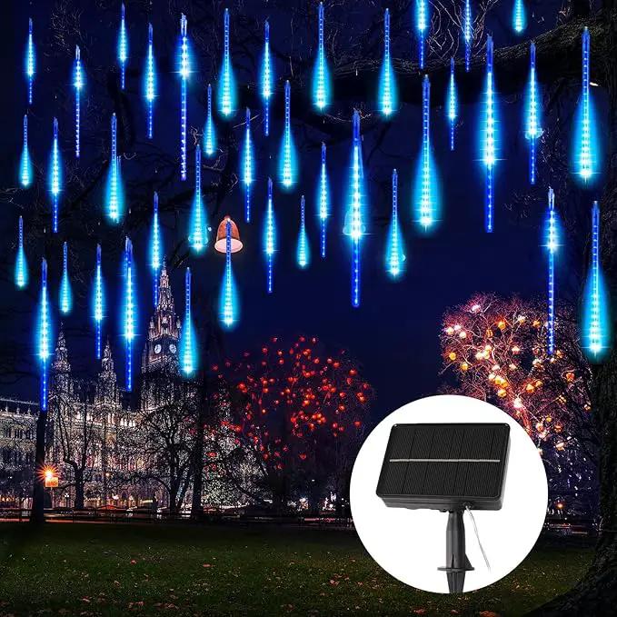 Meteor Shower Lights 20 Tubes 16 Inch 720 LED Solar Christmas Lights Outdoor Waterproof, Snow Cascading String Lights for Outside Christmas Halloween House Tree Decoration, Blue by GreenHaven Gardens