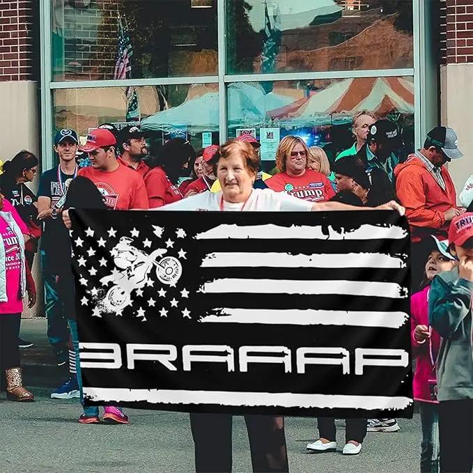 Braaap Motocross Dirt Bike American Flag 3x5 Ft Indoor/Outdoor Yard Garden Lawn Holiday Decoration Banner Sign by GreenHaven Gardens