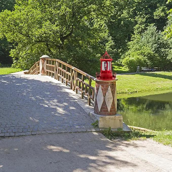 Operitacx Solar Powered Rotating Lighthouse Lamp - Waterproof Solar Lighthouse Outdoor Garden Decor, Led Yard Light for Patio, Lawn, and Pathway (Red) by GreenHaven Gardens