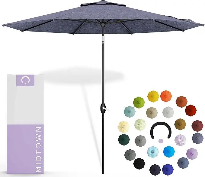 Midtown Umbrellas 10-Year-No-Fade - 9 Ft - UV Proof Purple Texture Polyester Fabric - Umbrella Outdoor Patio, Auto-Tilt Aluminum Frame Patio Umbrella for Garden, Pool & Deck - Black Pole by GreenHaven Gardens