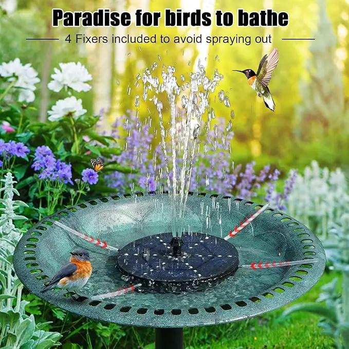 Solar Bird Bath Fountains Upgraded, 4W Solar Powered Water Fountain Pump with 7 Nozzles & 4 Fixers, 4000 Battery, 7 Colors LED Light for Garden, Pond, Pool, Fish Tank, and Outdoor by GreenHaven Gardens