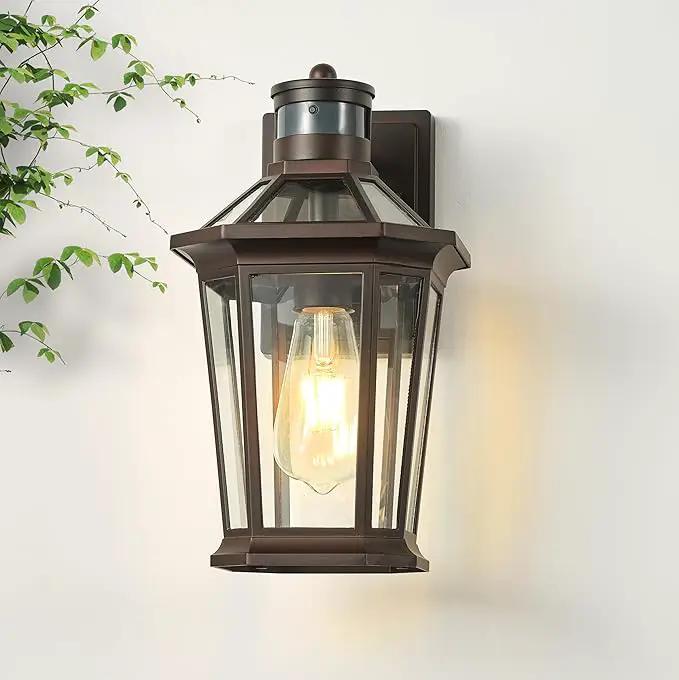 VIANIS Motion Sensor Outdoor Lights, Oil Rubbed Bronze Dusk to Dawn Outdoor Wall Lights Exterior, Waterproof Wall Lantern with Tempered Glass, Modern Outside Wall Sconce for Garage Front Porch, E26 by GreenHaven Gardens