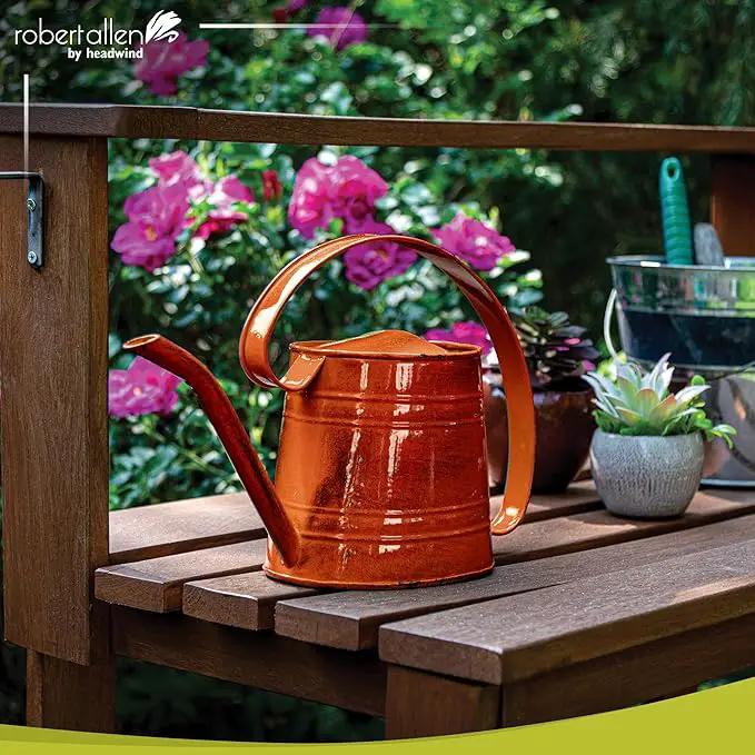 ROBERT ALLEN MPT01506 Danbury Metal Watering Can, Tango Orange by GreenHaven Gardens