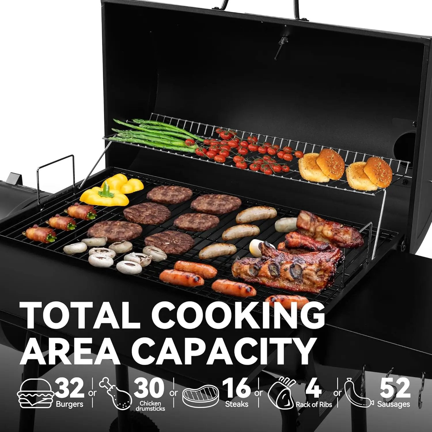 Royal Gourmet CC1830SC Charcoal Grill Offset Smoker with Cover, 811 Square Inches, Black, Outdoor Camping by GreenHaven Gardens