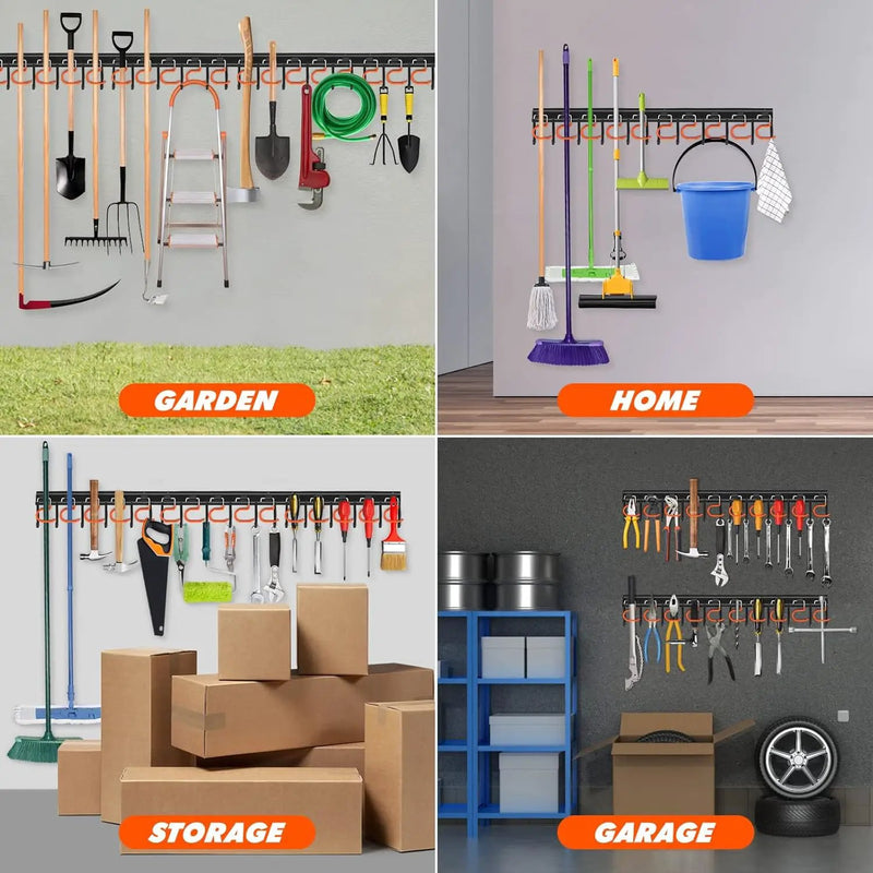 68'' All Metal Garden Tool Organizer Wall Mount Garage Organizers and Storage with Hooks Tool Hangers for Shed by GreenHaven Gardens
