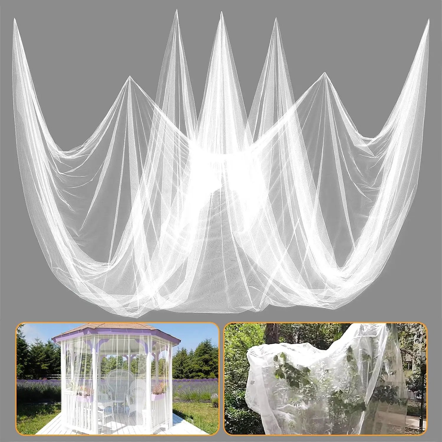 2Pcs 13x10ft Mosquito Net, Mesh Netting for Patio Skin and Plants Protection, Garden Bird Bug Screen, White by GreenHaven Gardens