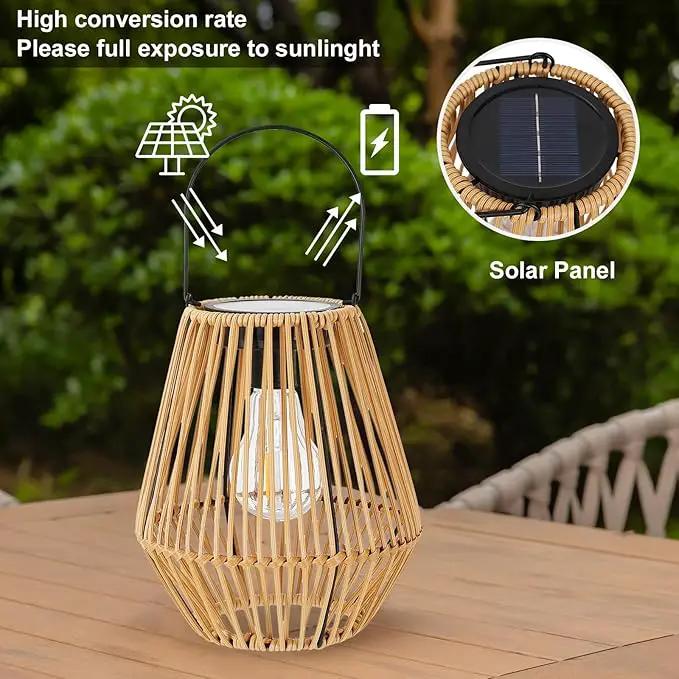Solar Lantern,2 Pack Solar Wicker Lanterns Outdoor Waterproof Boho Lights for Outside Hanging Rattan Lights Outdoor Patio Lanterns Decoration for Garden,Yard,Porch,Trees,Lawn,Pathway by GreenHaven Gardens