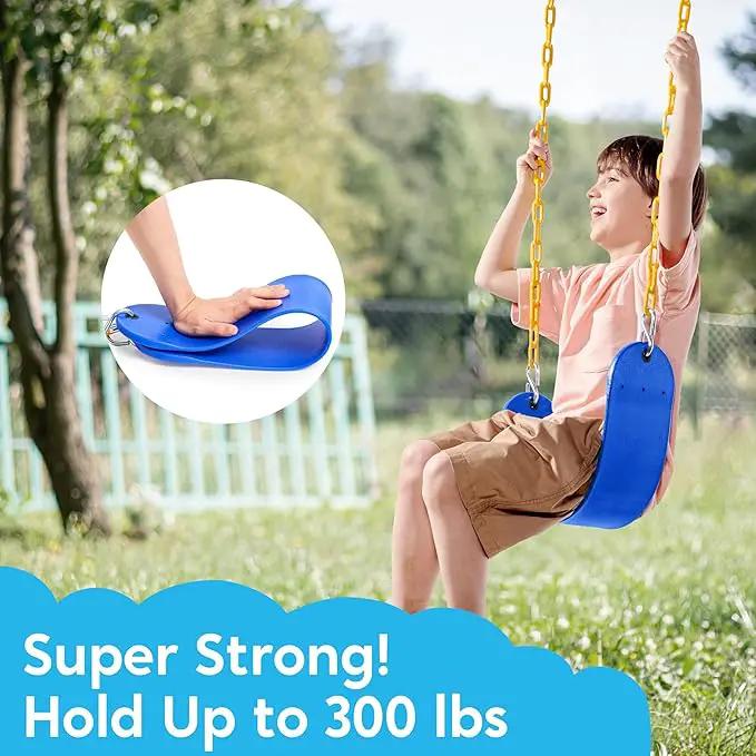 TURFEE Swing for Outdoor Swing Set - Pack of 1 Seat Replacement Kit with Heavy Duty Chains - Backyard Swingset Playground Accessories for Kids (Blue) by GreenHaven Gardens