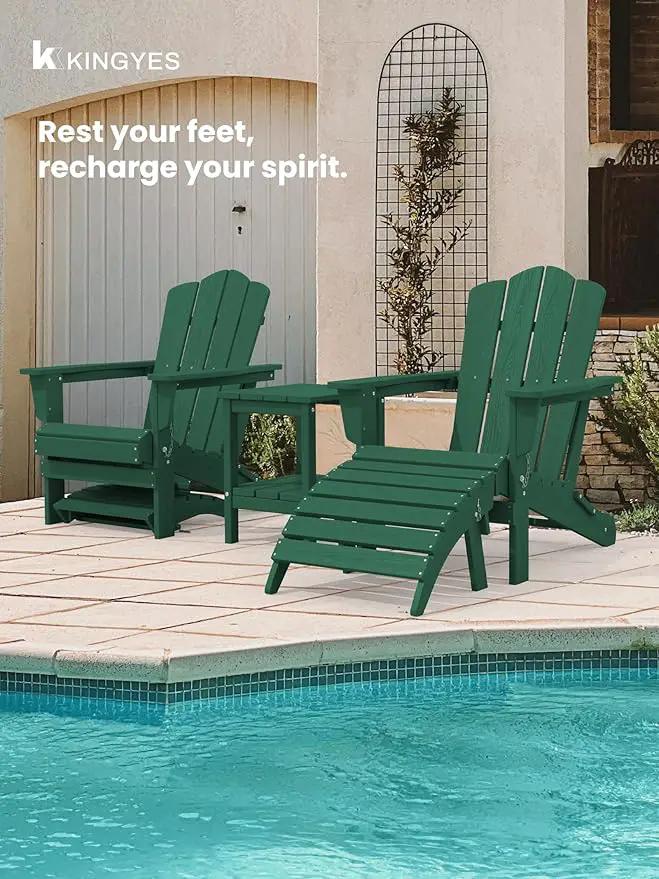 KINGYES Folding Adirondack Ottoman for Adirondack Chair, Green by GreenHaven Gardens