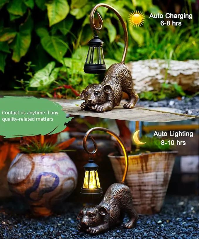 Solar Dog Garden Statue for Outdoor: Outside Sculptures Decor for Art Patio Balcony Yard Lawn – Unique Birthday Gift for Women Mom Grandma by GreenHaven Gardens