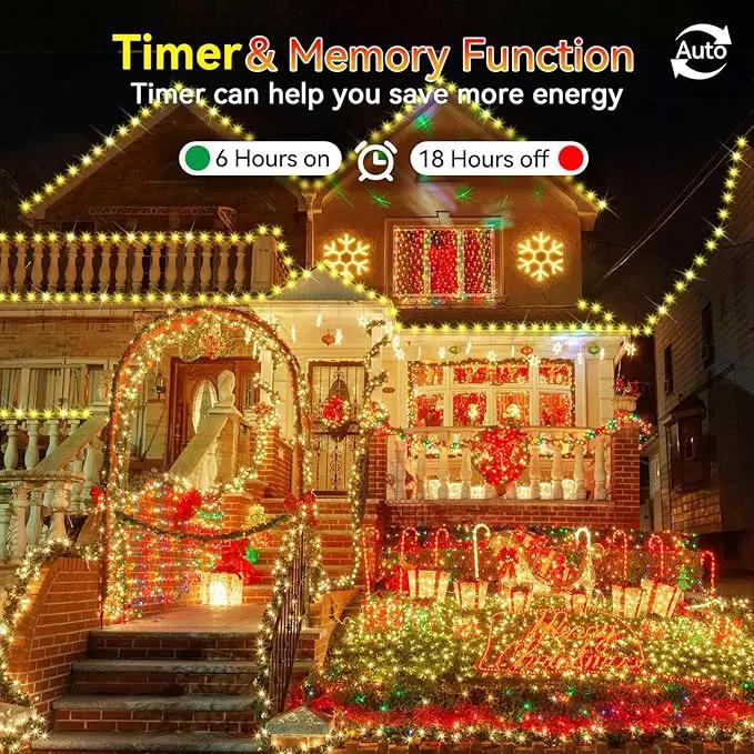 Hezbjiti 2 Pack 1000 LED 403 FT Christmas String Lights Outdoor, 8 Lighting Modes IP44 Waterproof Fairy Lights with Timer and Dimmable Function for Party Tree Decorations (Warm White, Green Wire) by GreenHaven Gardens